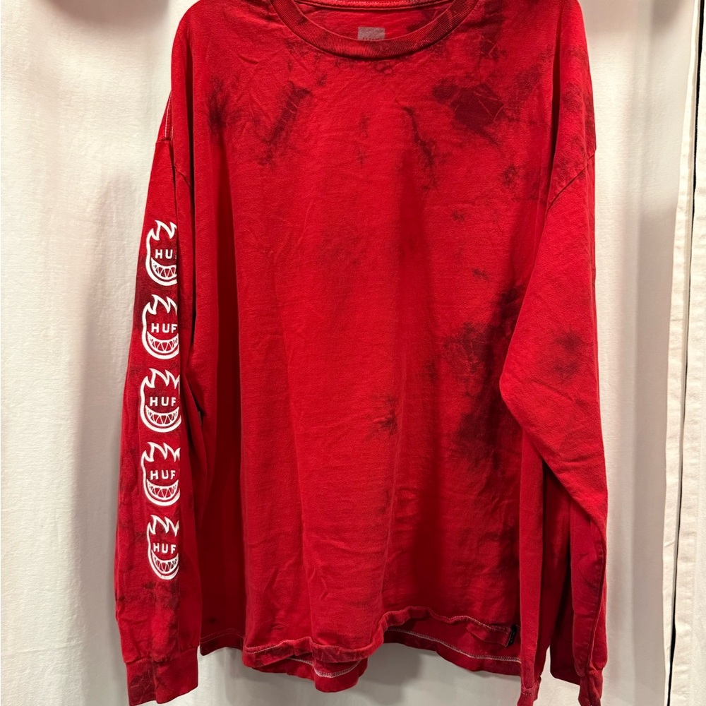 HUF Red Tie-Dye Long Sleeve Shirt